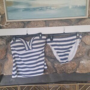 Venus Tankini Set Navy Stiped Nautical Print